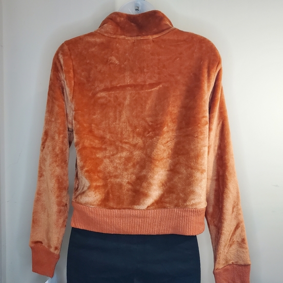 Miss Chevious Brown Long Sleeve Quarter Zip Collar Rib Accents Size Small - Picture 7 of 7